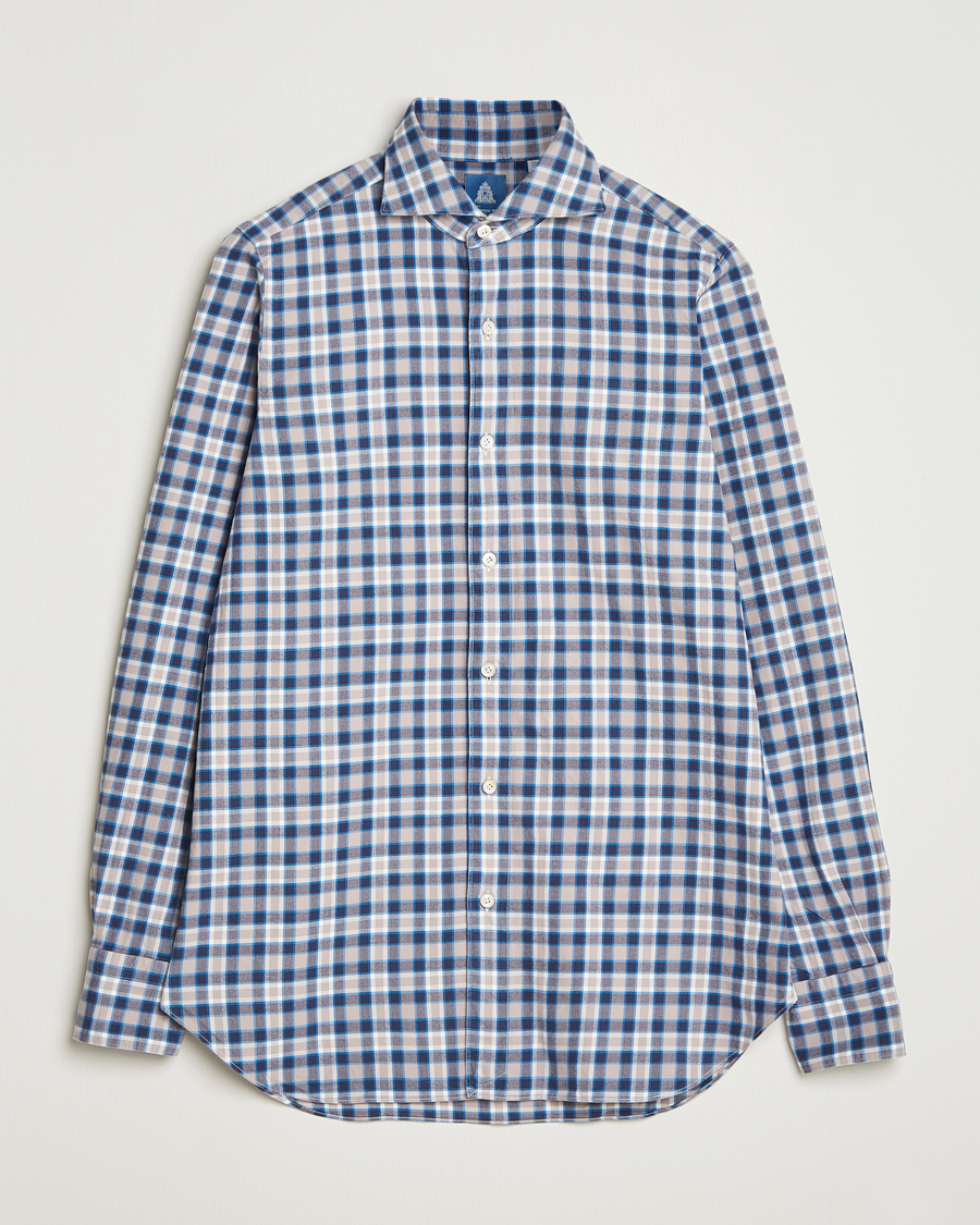 Men | Shirts | Finamore Napoli | Gaeta Flannel Sport Shirt Navy Check