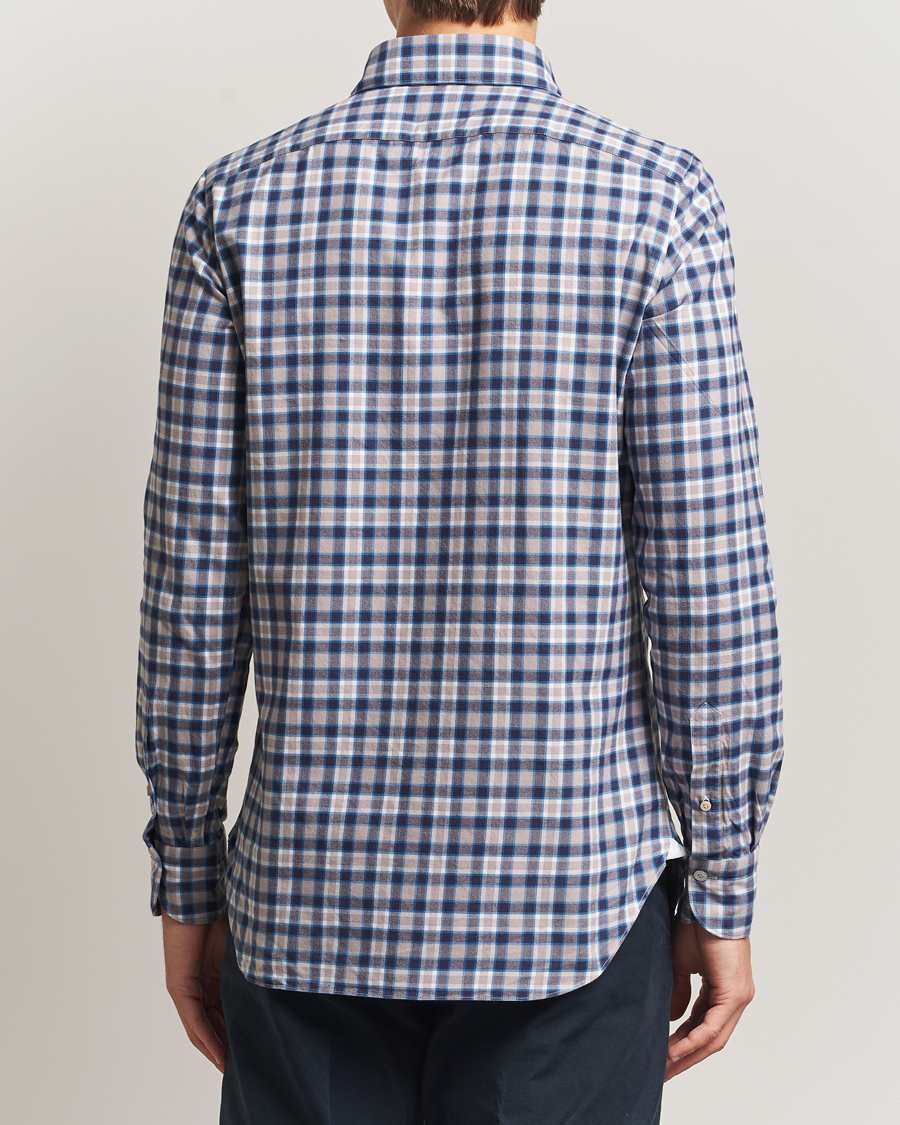 Men | Shirts | Finamore Napoli | Gaeta Flannel Sport Shirt Navy Check
