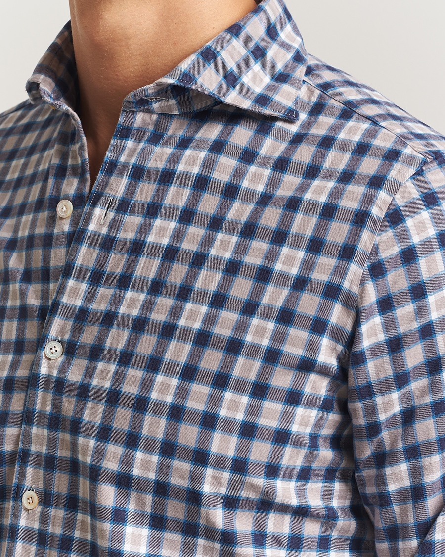 Men | Shirts | Finamore Napoli | Gaeta Flannel Sport Shirt Navy Check
