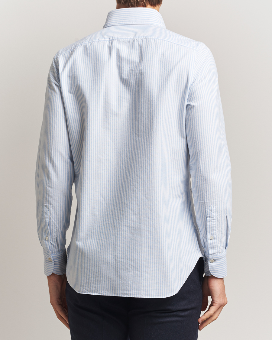 Men | Shirts | Finamore Napoli | Gaeta Oxford Button Down Shirt Light Blue Stripe