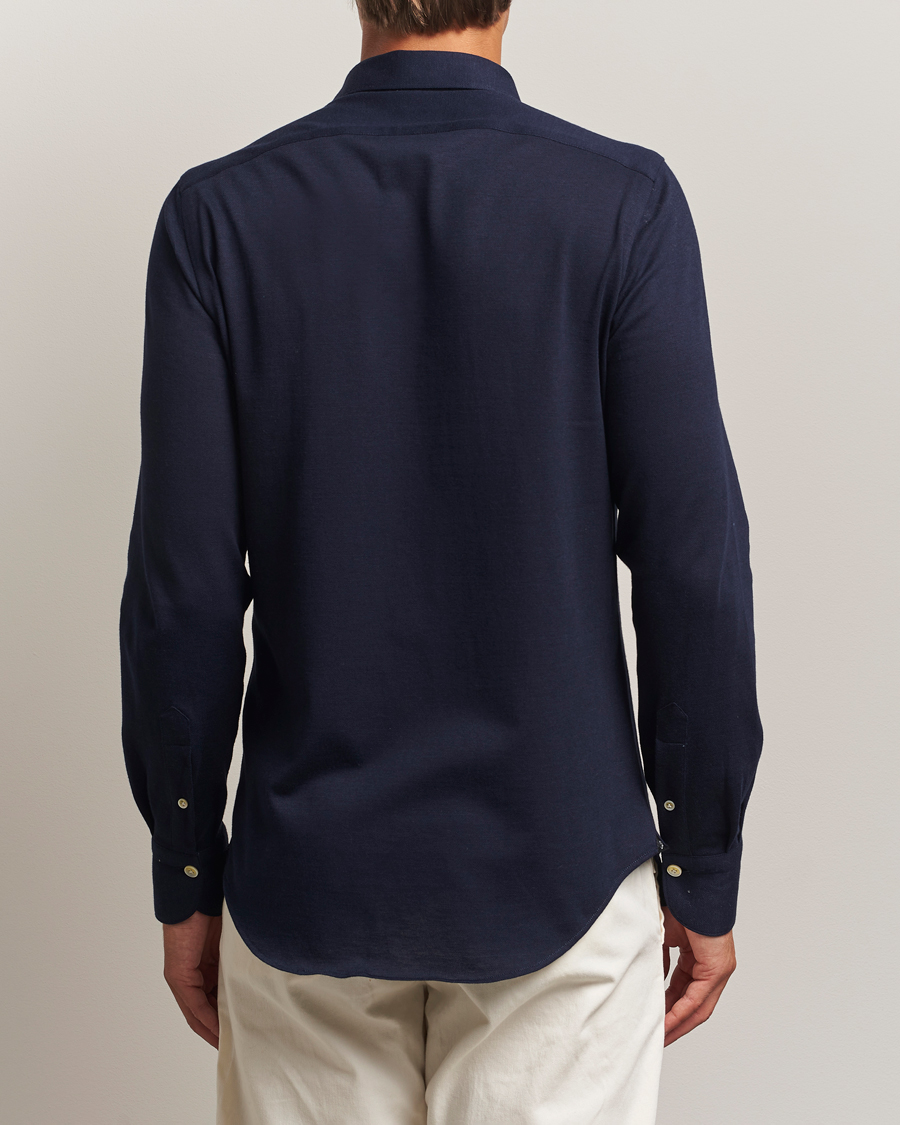 Men | Shirts | Finamore Napoli | Cotton/Cashmere Jersey Polo Navy