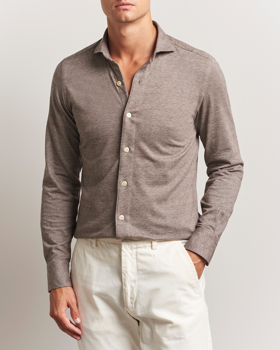 Men | Shirts | Finamore Napoli | Cotton/Cashmere Jersey Polo Beige