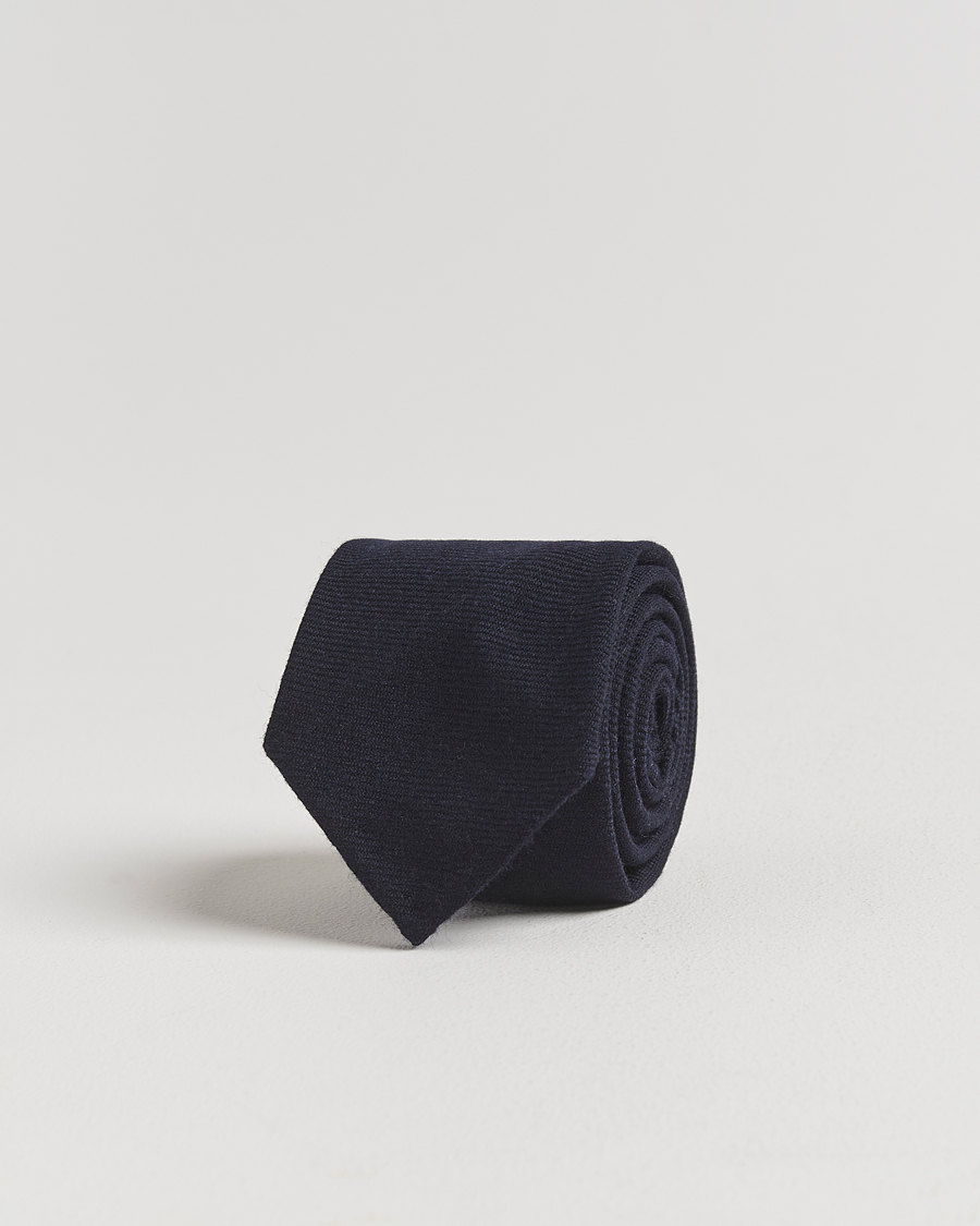 Men | Ties | Finamore Napoli | Wool Twill Tie Navy