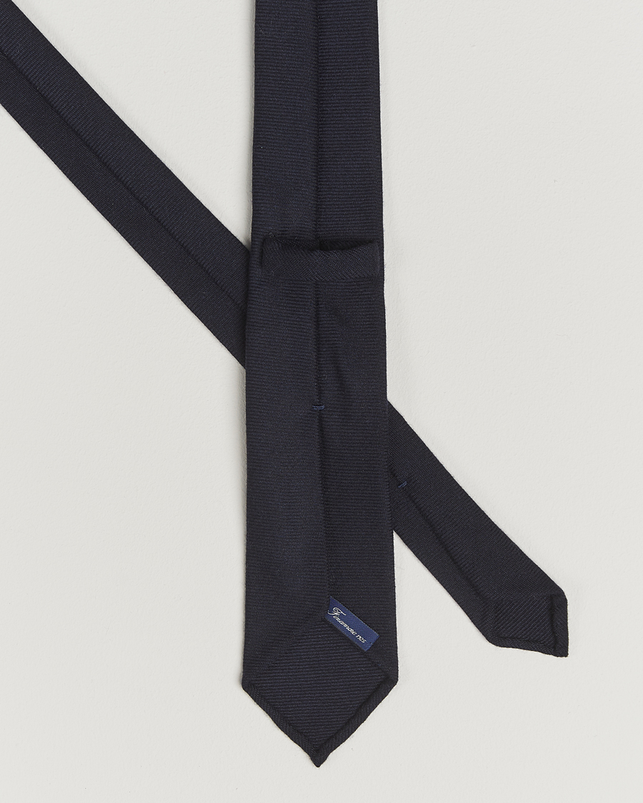 Men | Ties | Finamore Napoli | Wool Twill Tie Navy