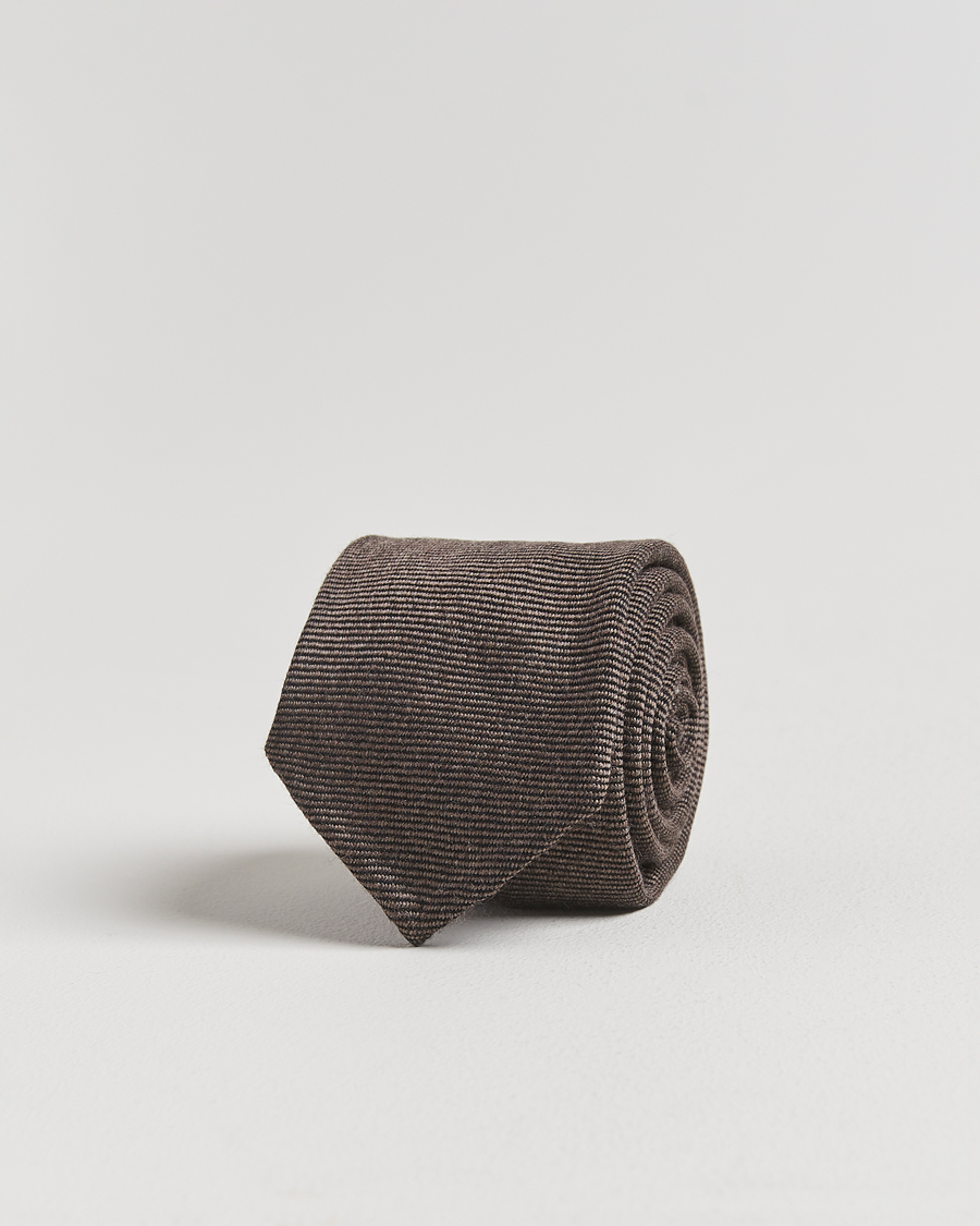 Men | Ties | Finamore Napoli | Wool Twill Tie Brown