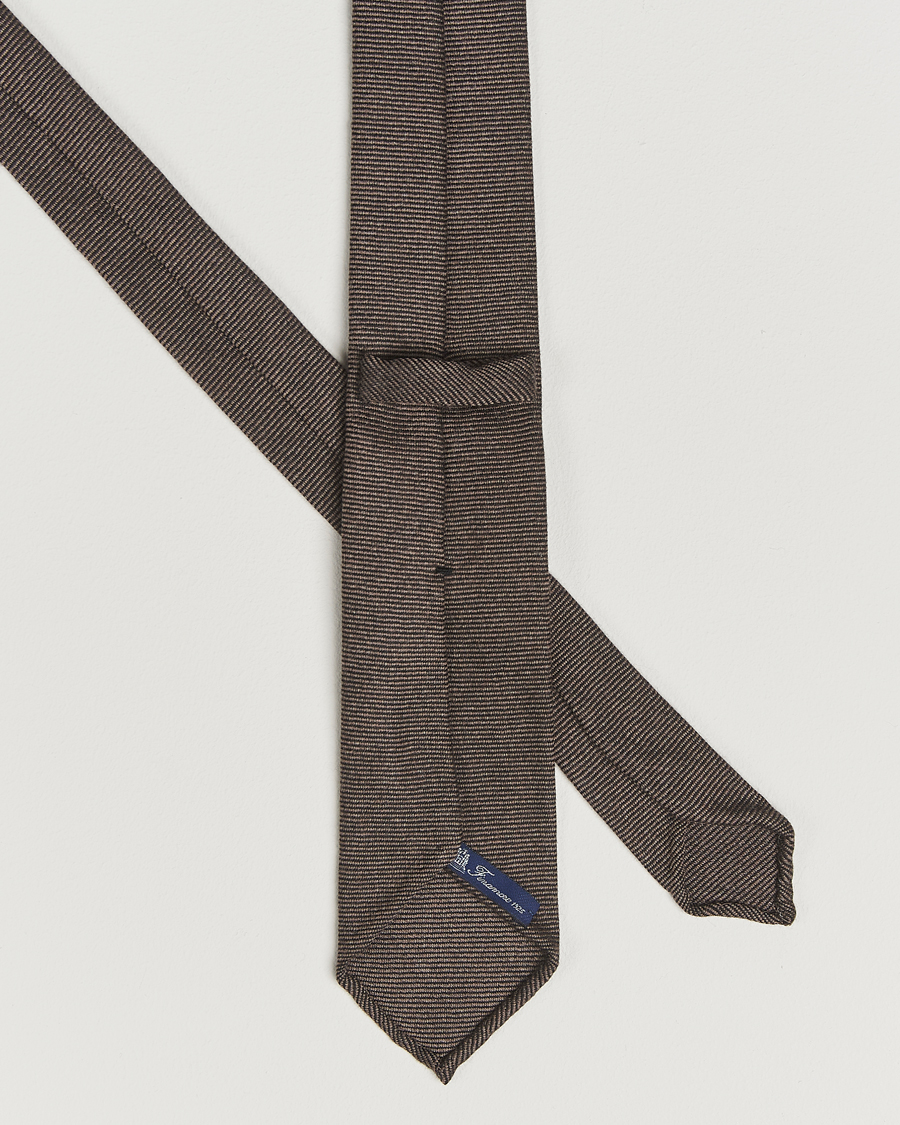Men | Ties | Finamore Napoli | Wool Twill Tie Brown