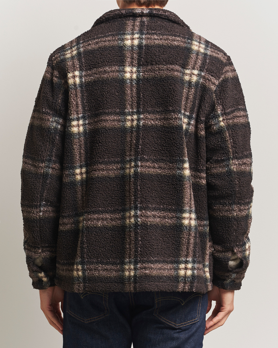 Men | Sweaters & Knitwear | Forét | Cabin Check Zip Fleece Brown