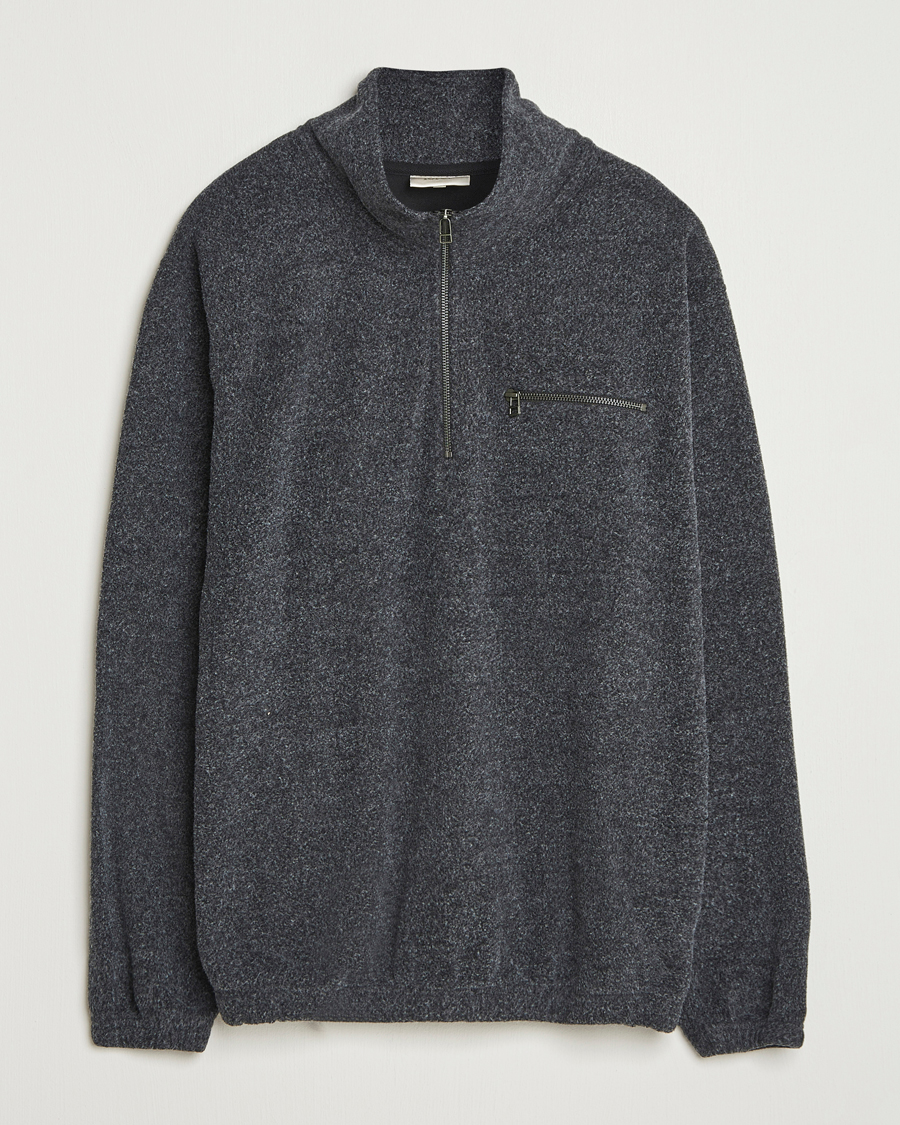 Men | Sweaters & Knitwear | Forét | Elm Half Zip Sweatshirt Dark Grey Melange