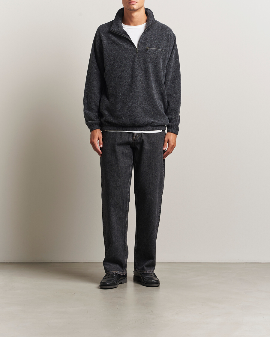 Men | Sweaters & Knitwear | Forét | Elm Half Zip Sweatshirt Dark Grey Melange