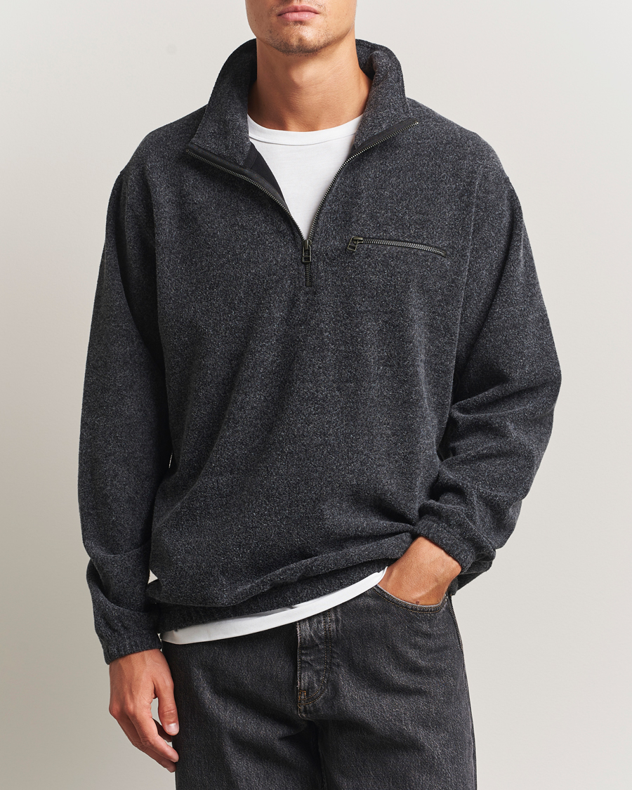 Men | Sweaters & Knitwear | Forét | Elm Half Zip Sweatshirt Dark Grey Melange