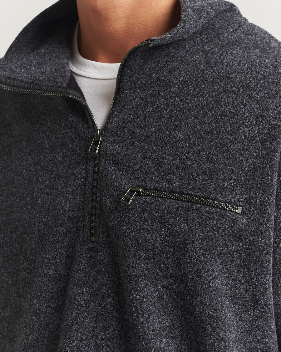 Men | Sweaters & Knitwear | Forét | Elm Half Zip Sweatshirt Dark Grey Melange