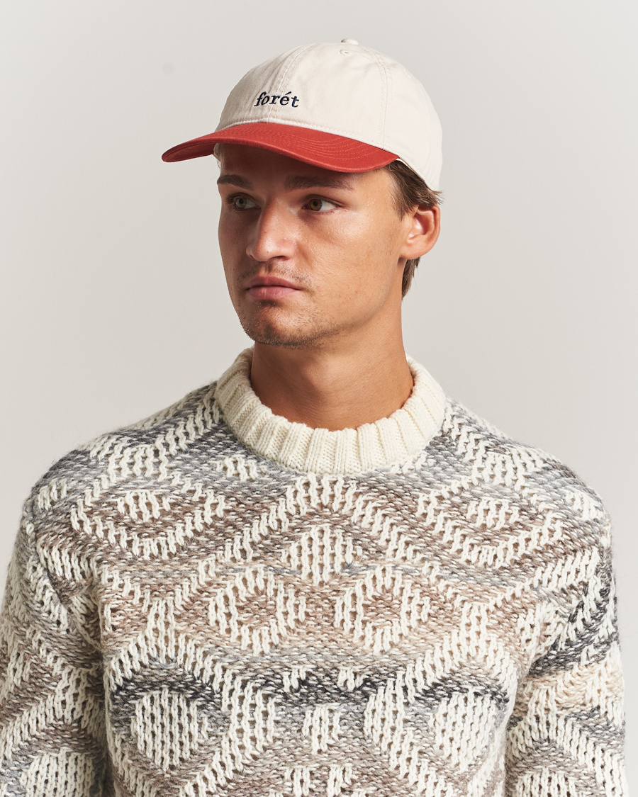 Men | Hats & Caps | Forét | Hawk Washed 2-Tone Cap Cloud/Red