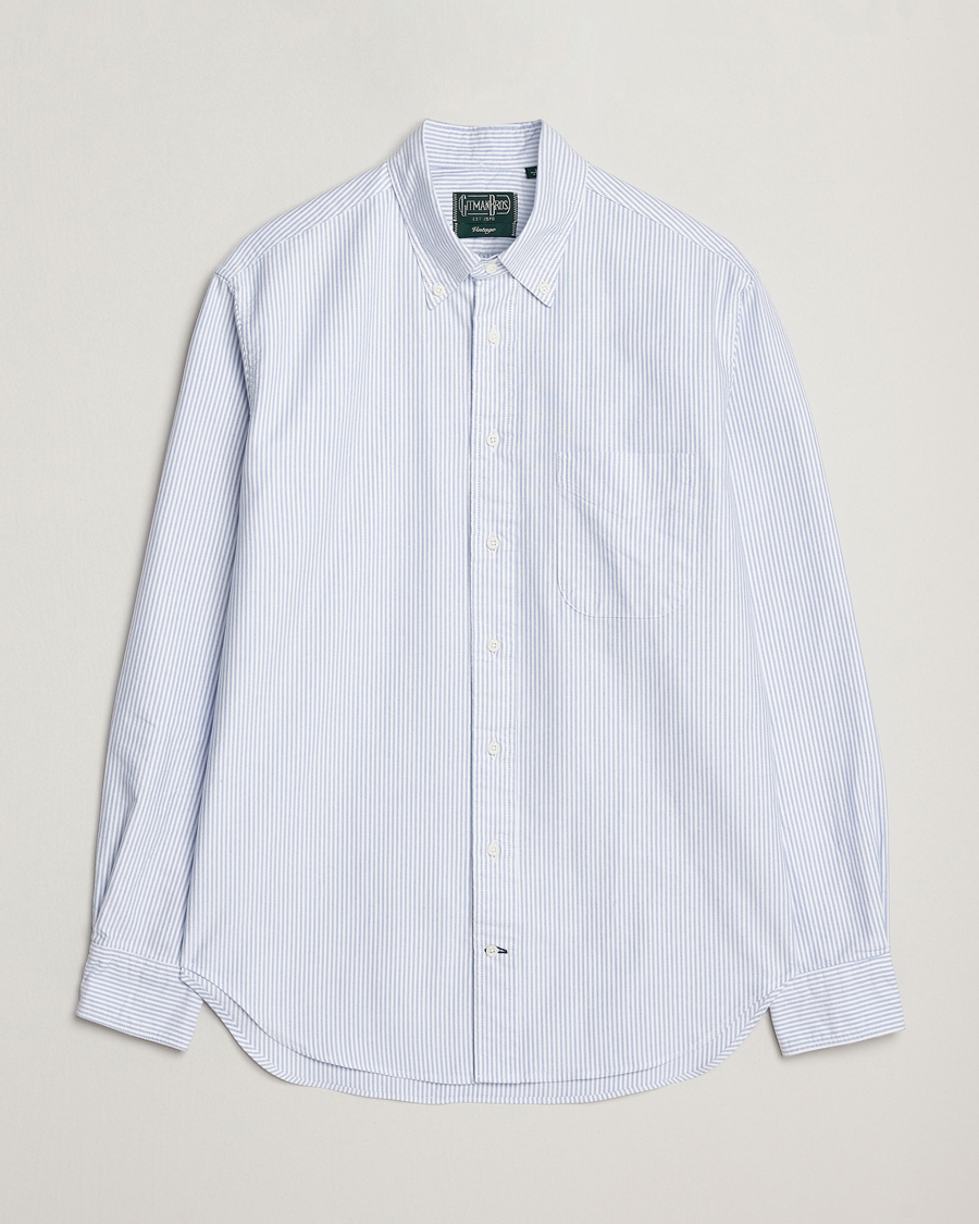 Men | Shirts | Gitman Vintage | Oxford Button Down Shirt Light Blue Stripe