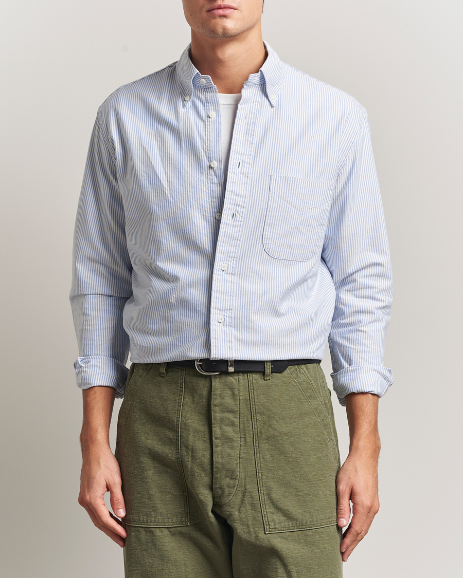 Men | Shirts | Gitman Vintage | Oxford Button Down Shirt Light Blue Stripe