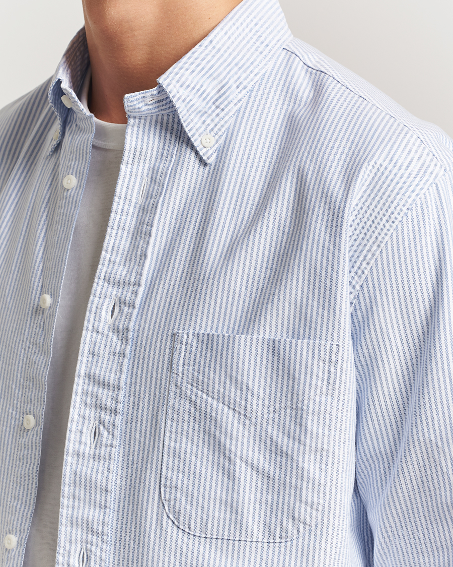 Men | Shirts | Gitman Vintage | Oxford Button Down Shirt Light Blue Stripe