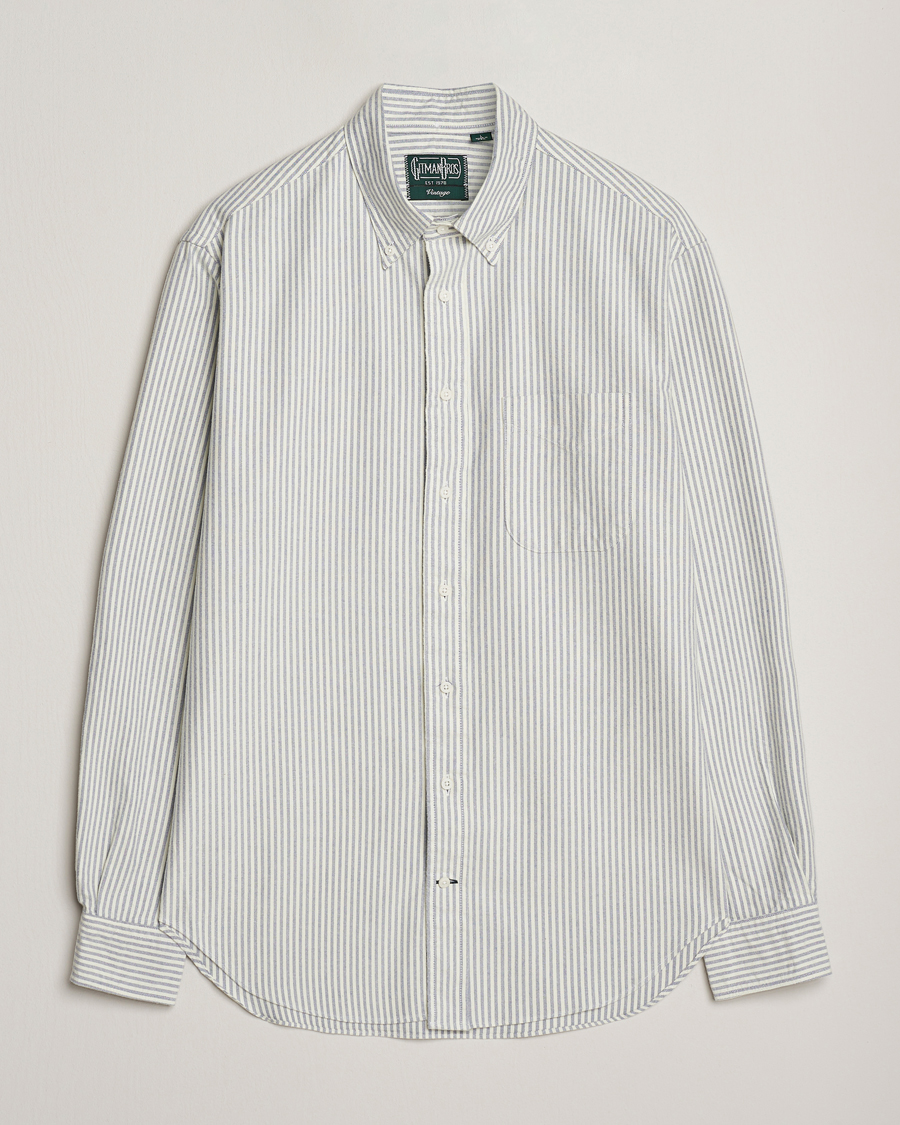 Men | Shirts | Gitman Vintage | Brushed Oxford Button Down Shirt Blue Stripe