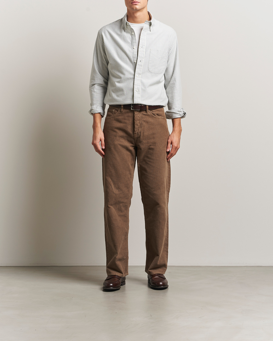Men | Shirts | Gitman Vintage | Brushed Oxford Button Down Shirt Blue Stripe