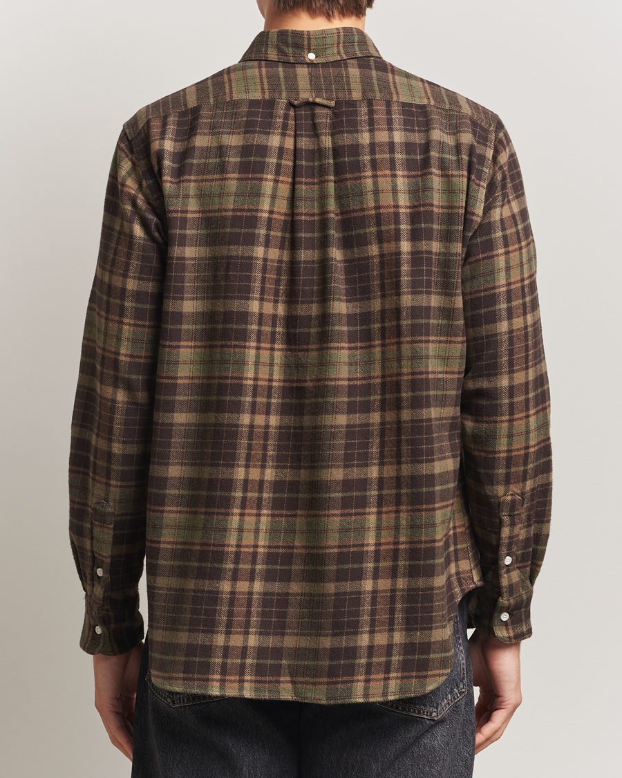Men | Shirts | Gitman Vintage | Brushed Winter Madras Button Down Shirt Brown/Olive