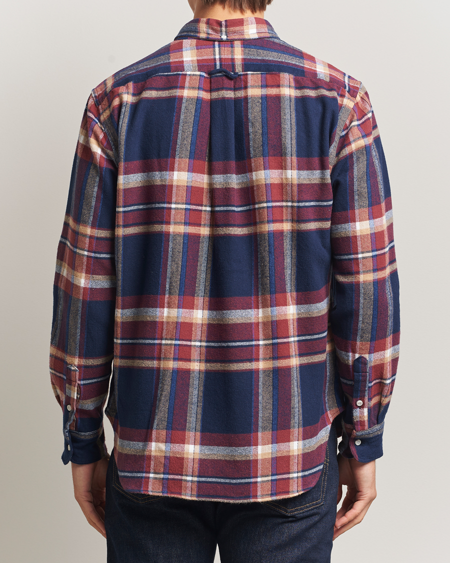 Men | Shirts | Gitman Vintage | Brushed Winter Madras Button Down Shirt Rose/Navy