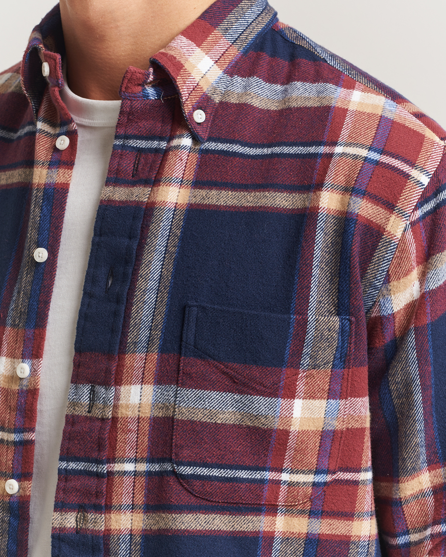 Men | Shirts | Gitman Vintage | Brushed Winter Madras Button Down Shirt Rose/Navy