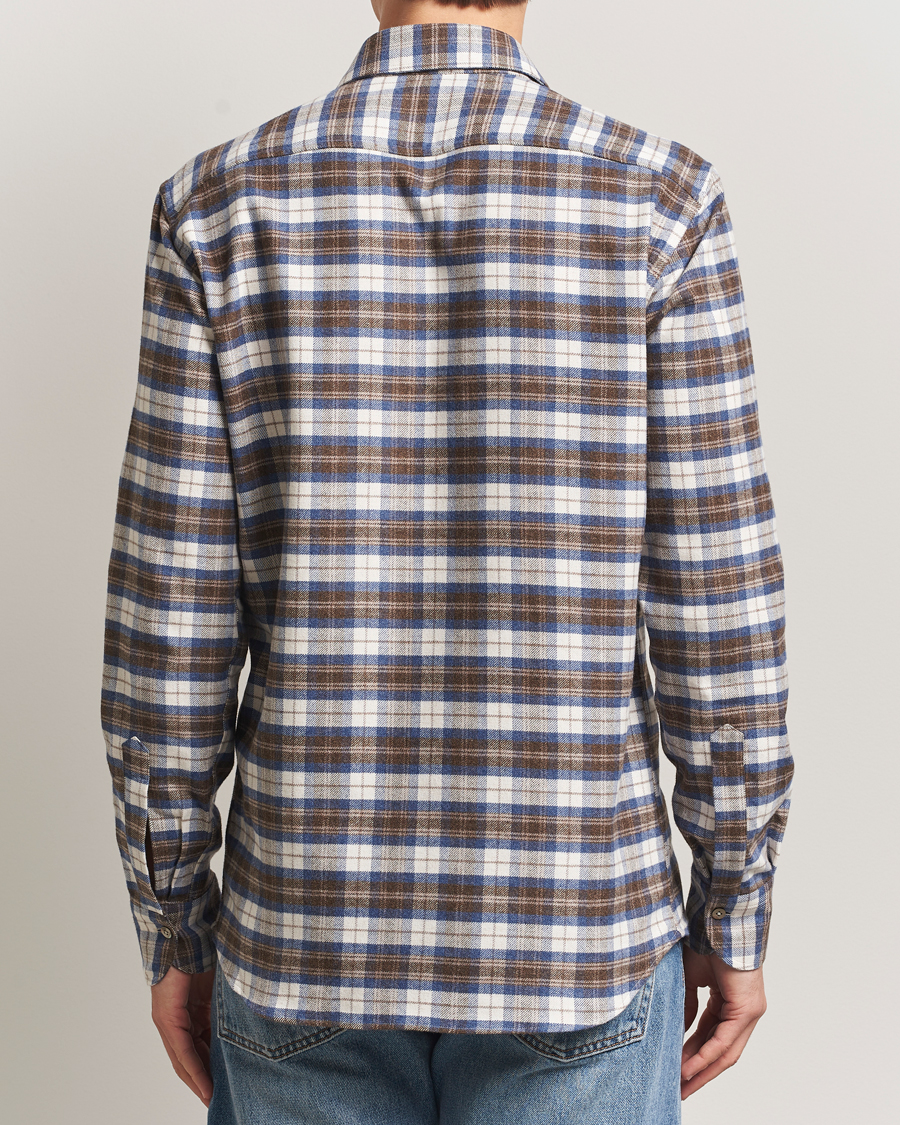 Men | Shirts | Grigio | Heavy Flannel Overshirt Blue/Beige Check