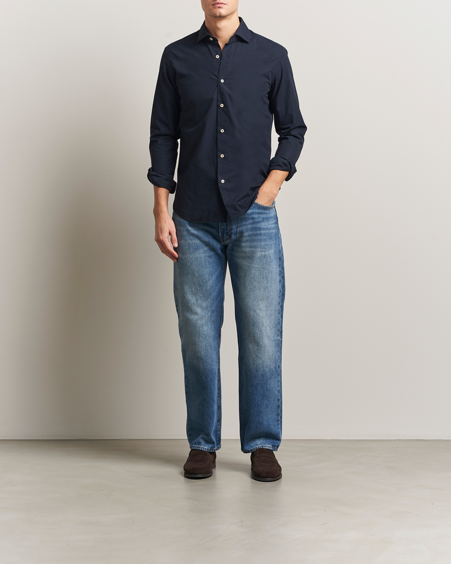 Men | Shirts | Grigio | Cotton Twill Shirt Navy