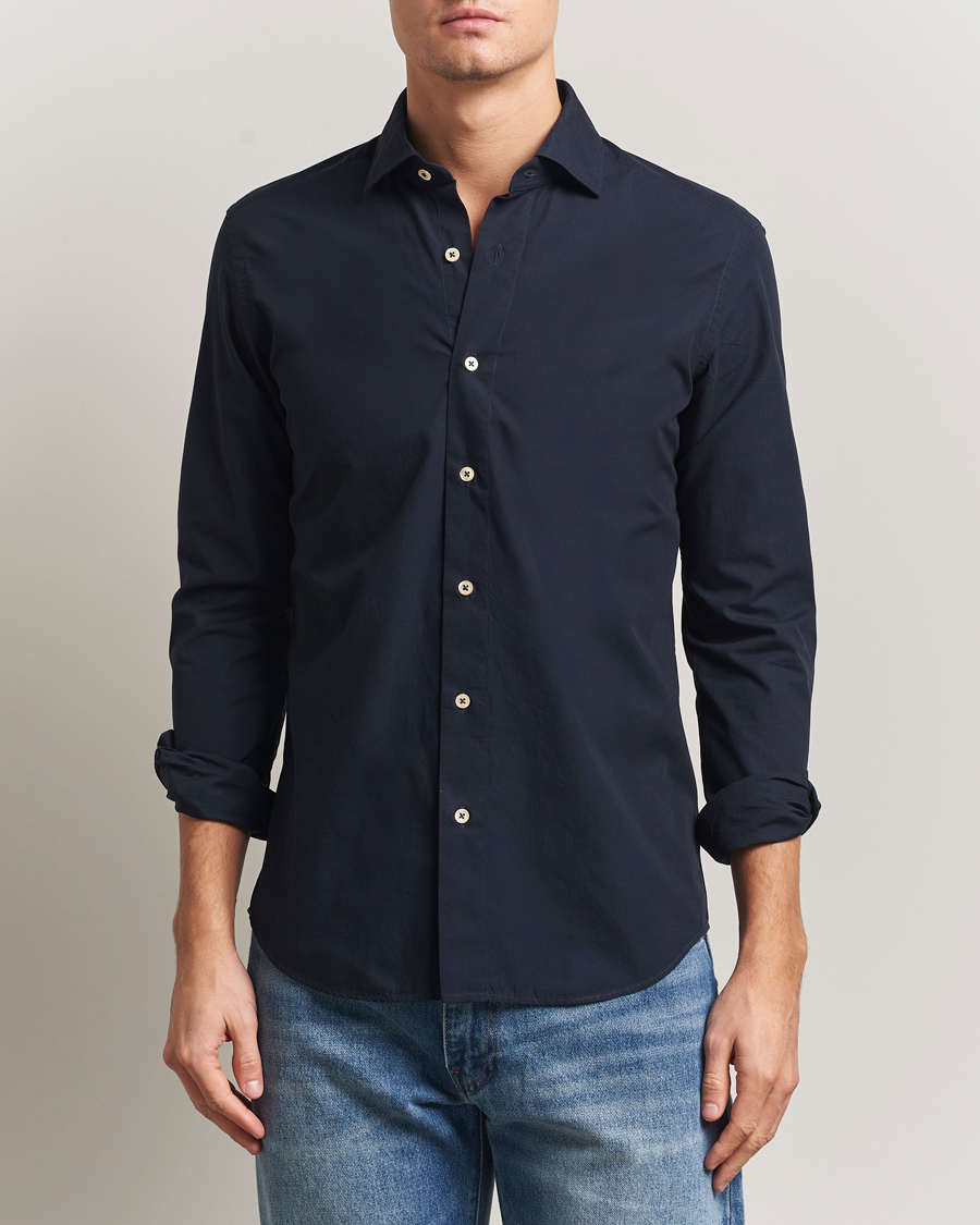 Men | Shirts | Grigio | Cotton Twill Shirt Navy