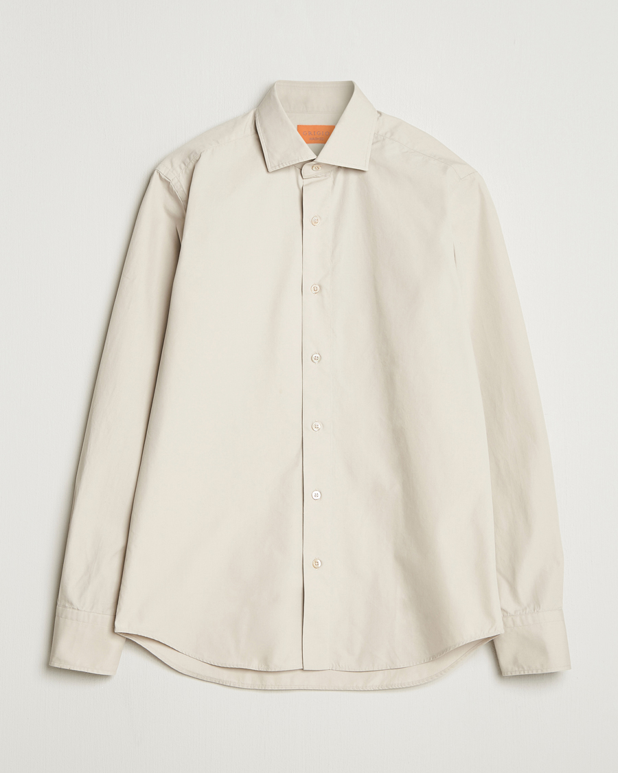 Men | Shirts | Grigio | Cotton Twill Shirt Beige