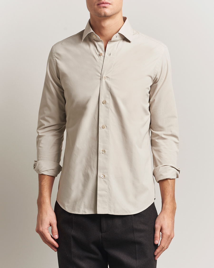 Men | Shirts | Grigio | Cotton Twill Shirt Beige