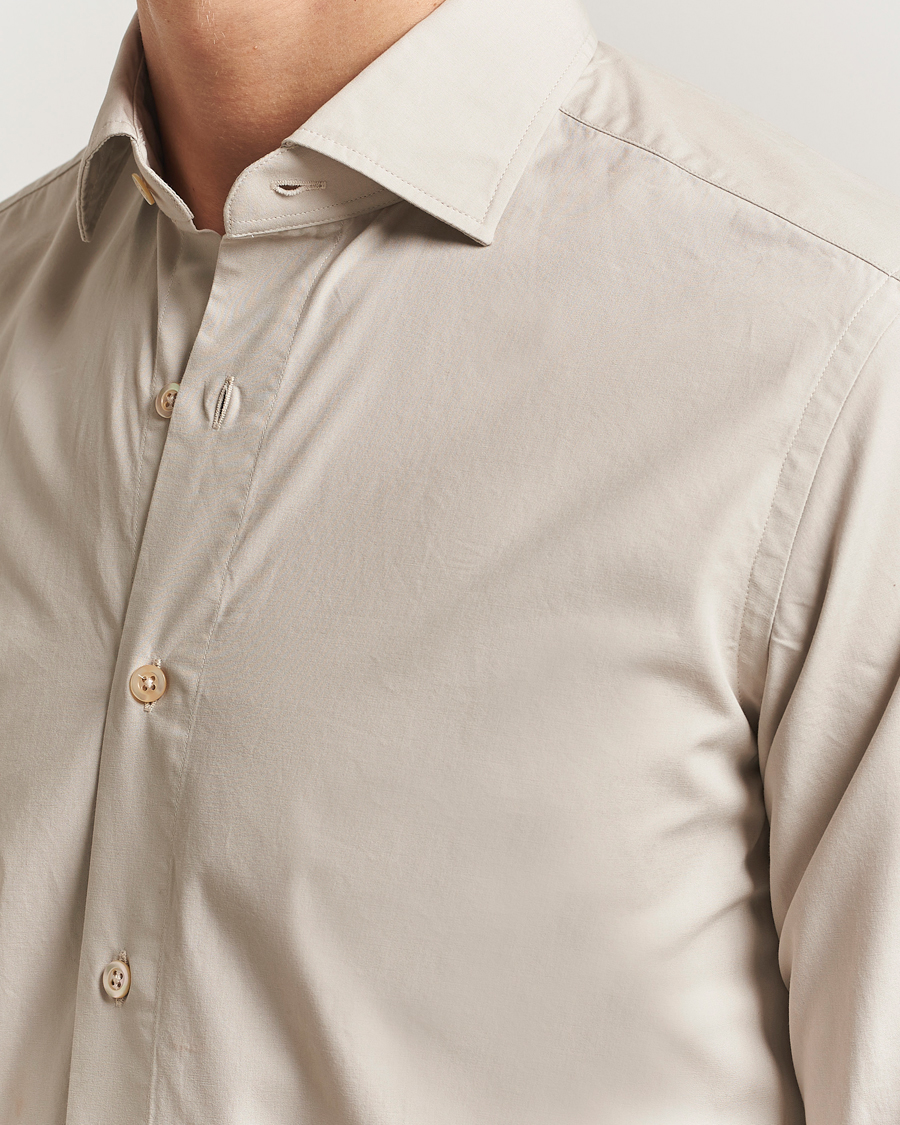 Men | Shirts | Grigio | Cotton Twill Shirt Beige