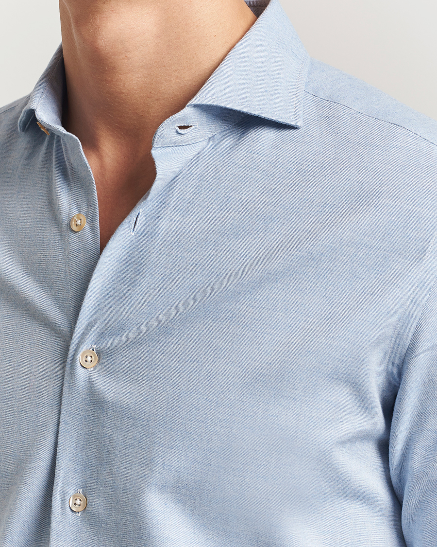 Men | Shirts | Grigio | Washed Flannel Shirt Light Blue