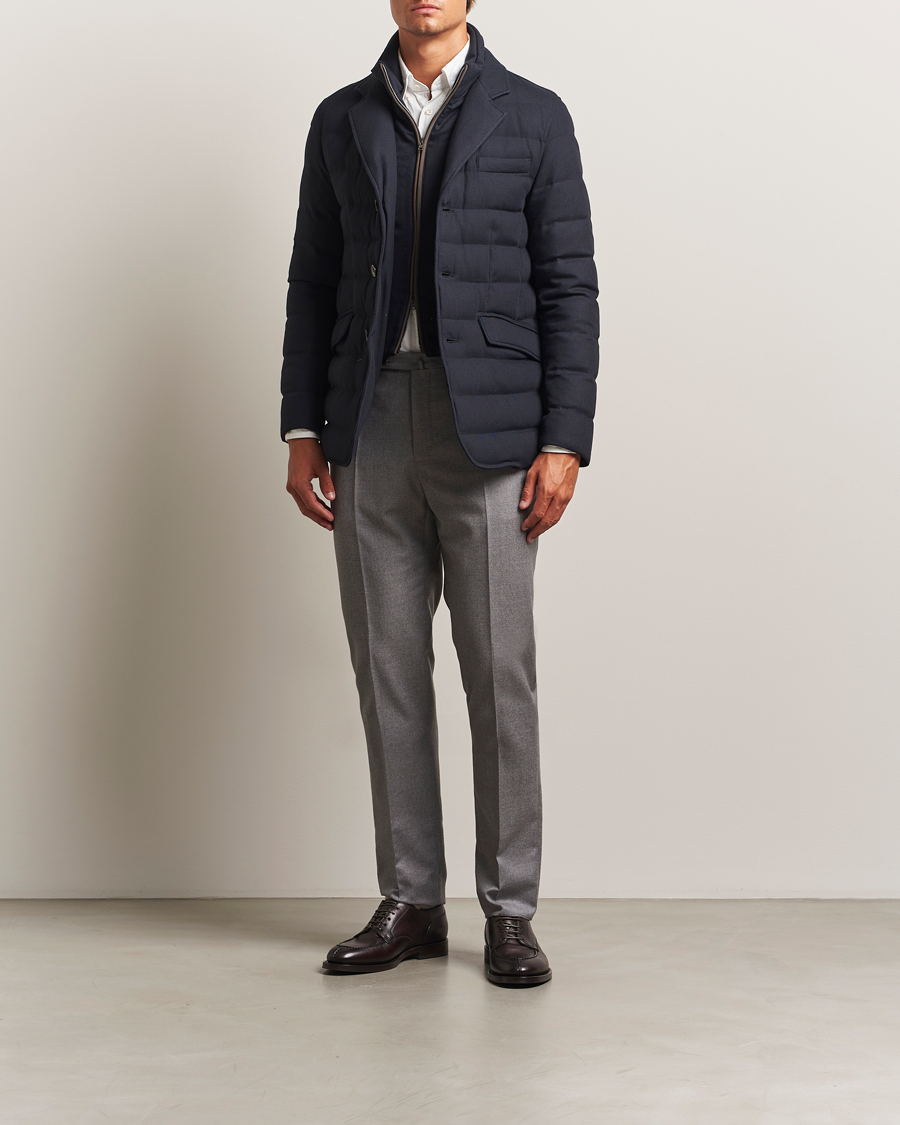 Men | Coats & Jackets | Herno | Flannel Down Blazer Navy