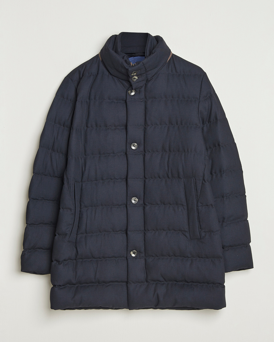 Men | Coats & Jackets | Herno | Flannel Down Coat Navy