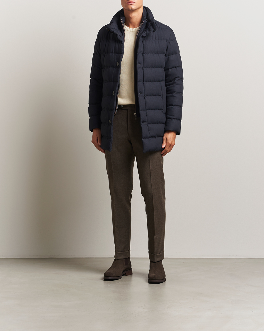 Men | Coats & Jackets | Herno | Flannel Down Coat Navy