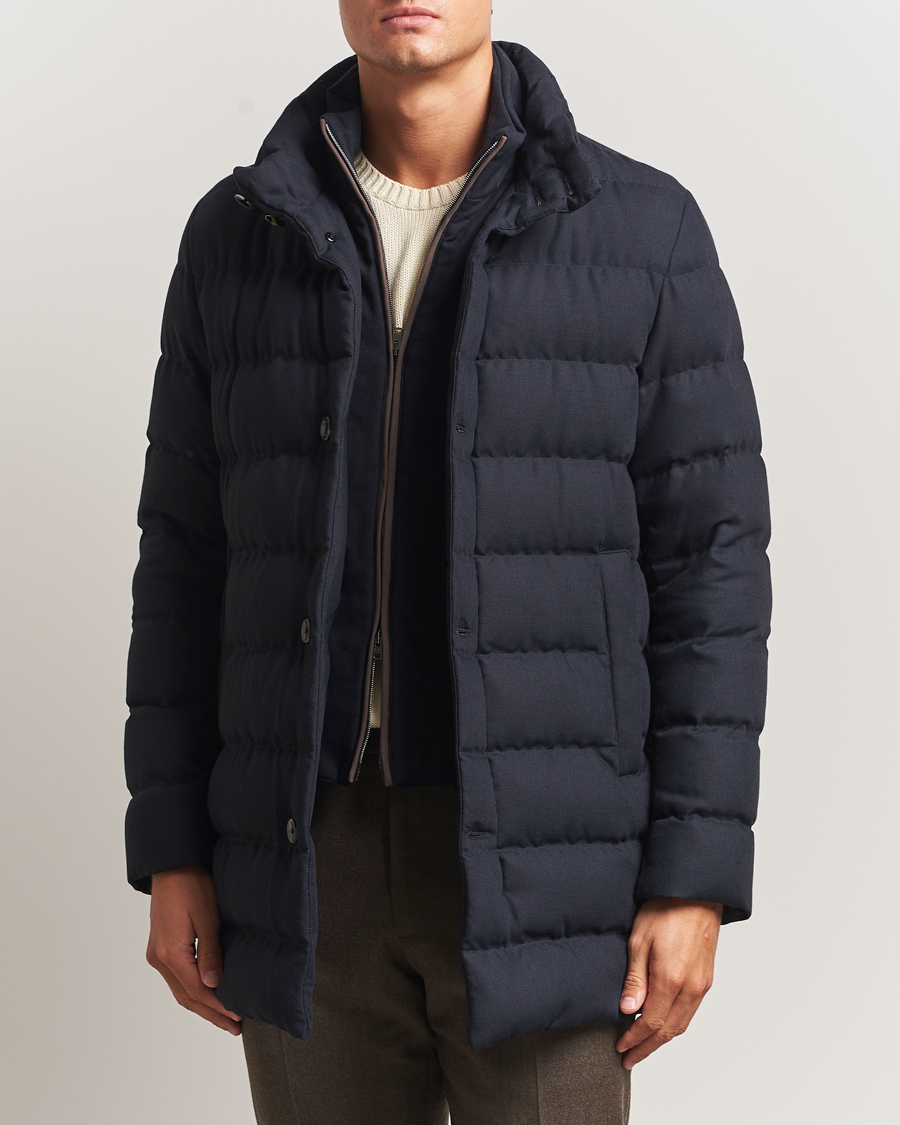 Men | Coats & Jackets | Herno | Flannel Down Coat Navy