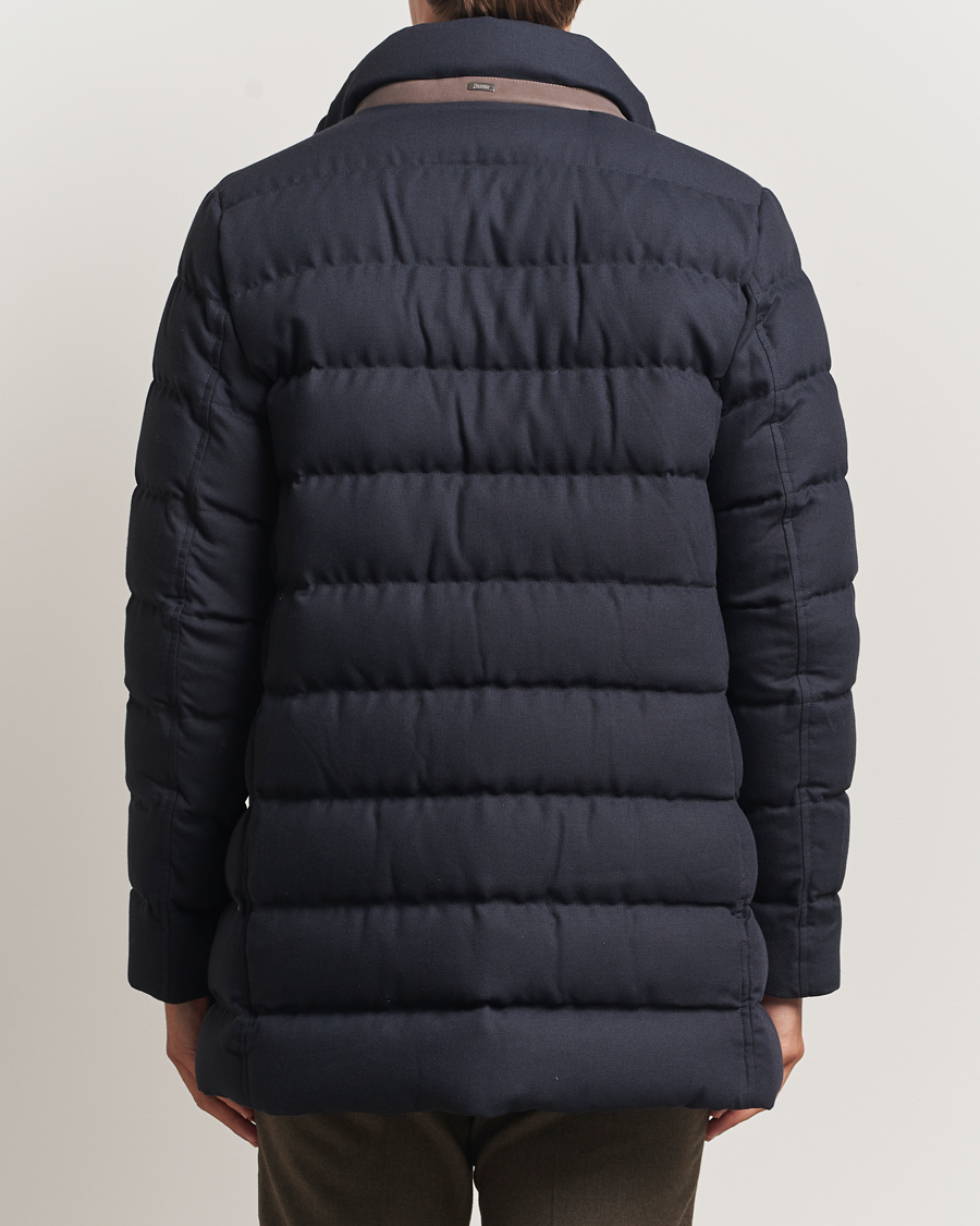 Men | Coats & Jackets | Herno | Flannel Down Coat Navy