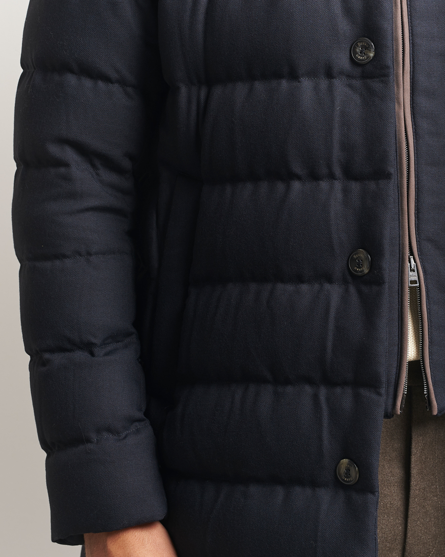Men | Coats & Jackets | Herno | Flannel Down Coat Navy