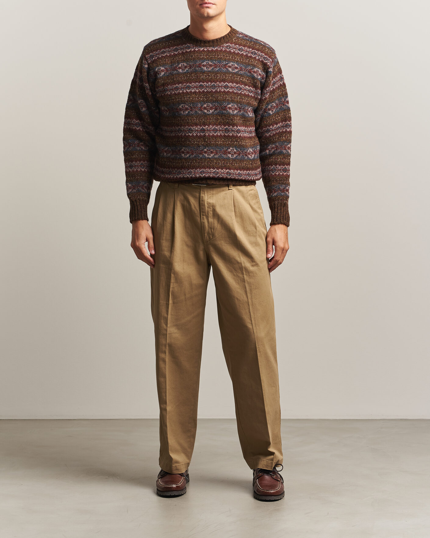 Men | Sweaters & Knitwear | Jamieson's of Shetland | Jamiesons Of Shetland All Over Fair Isle Pullover Crew Neck Moss Green