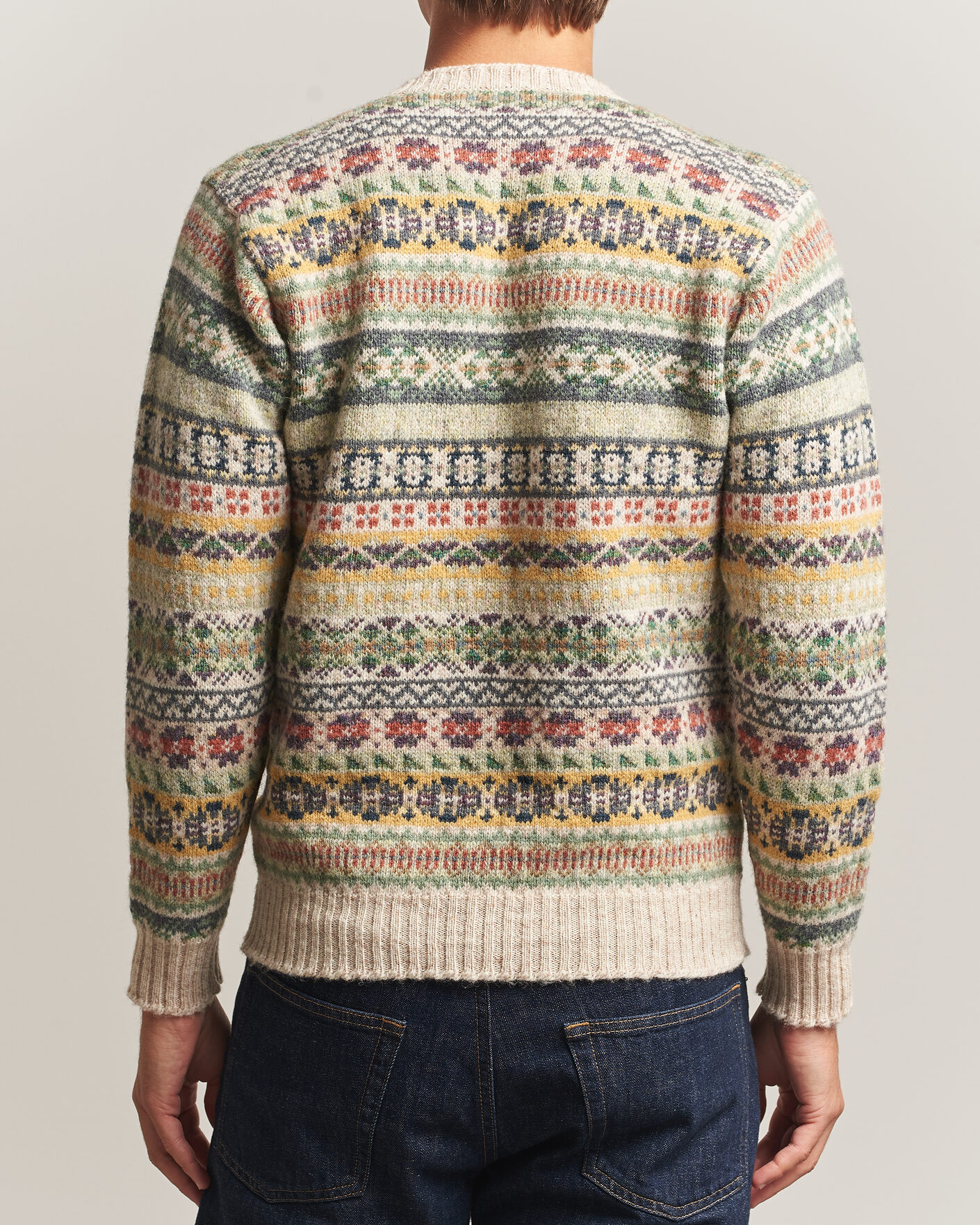 Men | Sweaters & Knitwear | Jamieson's of Shetland | Jamiesons Of Shetland All Over Fair Isle Pullover Crew Neck Beige