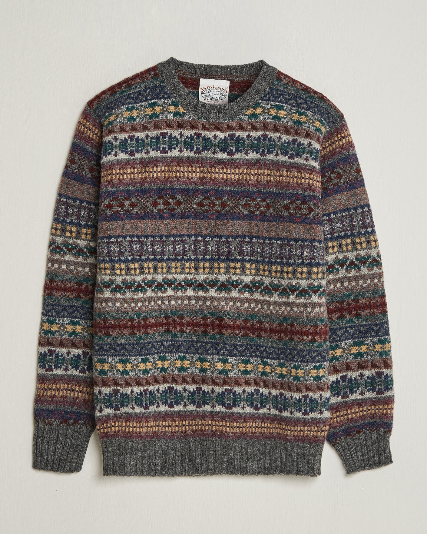 Men | Sweaters & Knitwear | Jamieson's of Shetland | Jamiesons Of Shetland All Over Fair Isle Pullover Crew Neck Multi