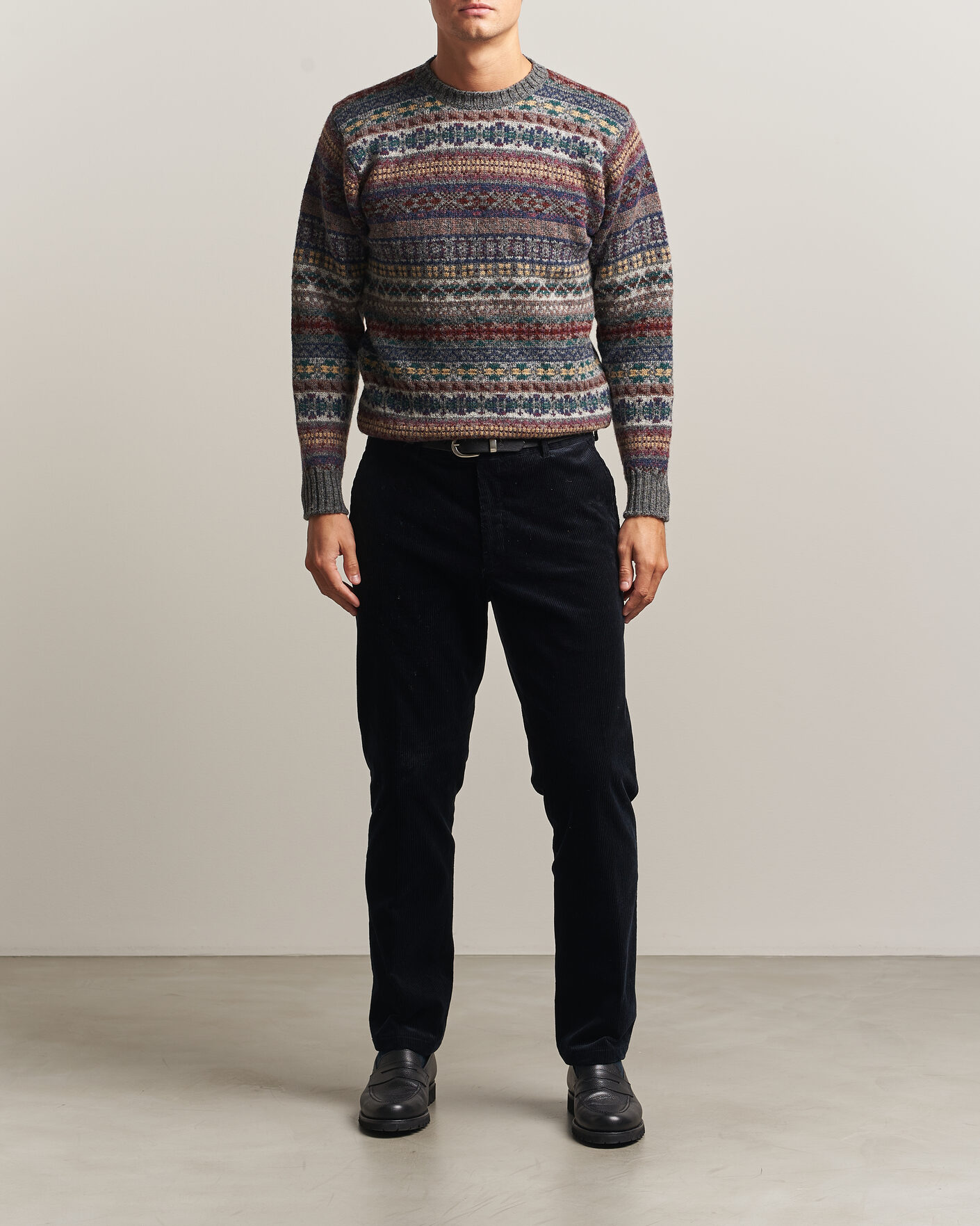 Men | Sweaters & Knitwear | Jamieson's of Shetland | Jamiesons Of Shetland All Over Fair Isle Pullover Crew Neck Multi