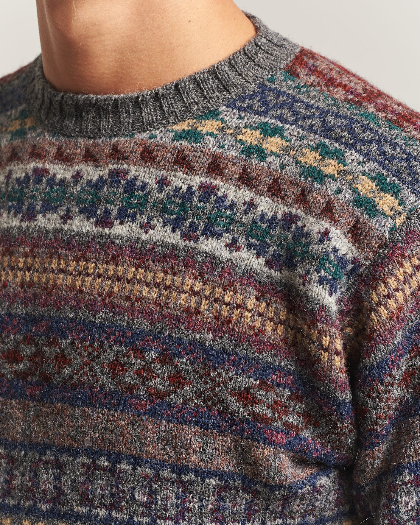 Men | Sweaters & Knitwear | Jamieson's of Shetland | Jamiesons Of Shetland All Over Fair Isle Pullover Crew Neck Multi