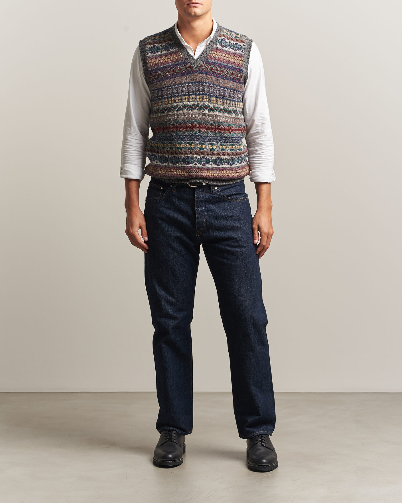 Men | Sweaters & Knitwear | Jamieson's of Shetland | Jamiesons Of Shetland All Over Fair Isle Slipover Multi