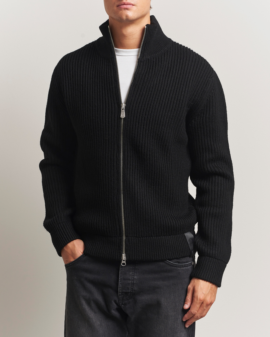 Men | Sweaters & Knitwear | Sail Racing | Ridge Wool Heavy Knitted Full Zip Carbon