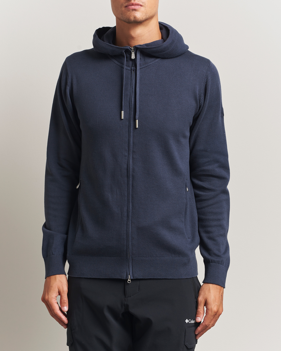 Men | Sweaters & Knitwear | Sail Racing | Bowman Knitted Full Zip Hoodie Navy