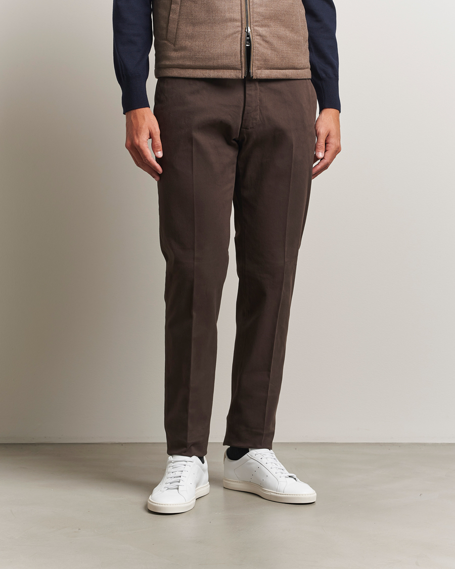 Men | Trousers | Incotex | Slim Fit Cotton Stretch Chinos Dark Brown