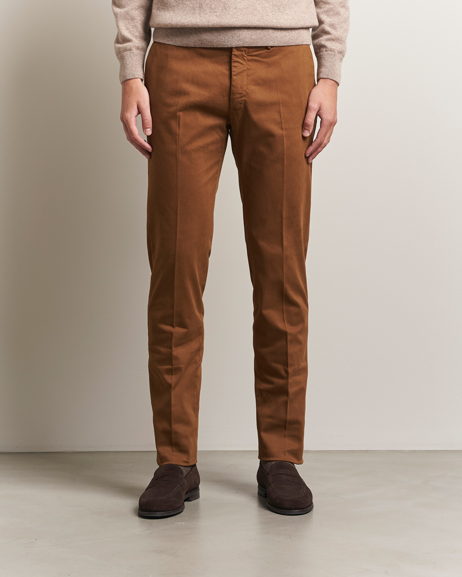 Men | Trousers | Incotex | Slim Fit Cotton Stretch Chinos Brown