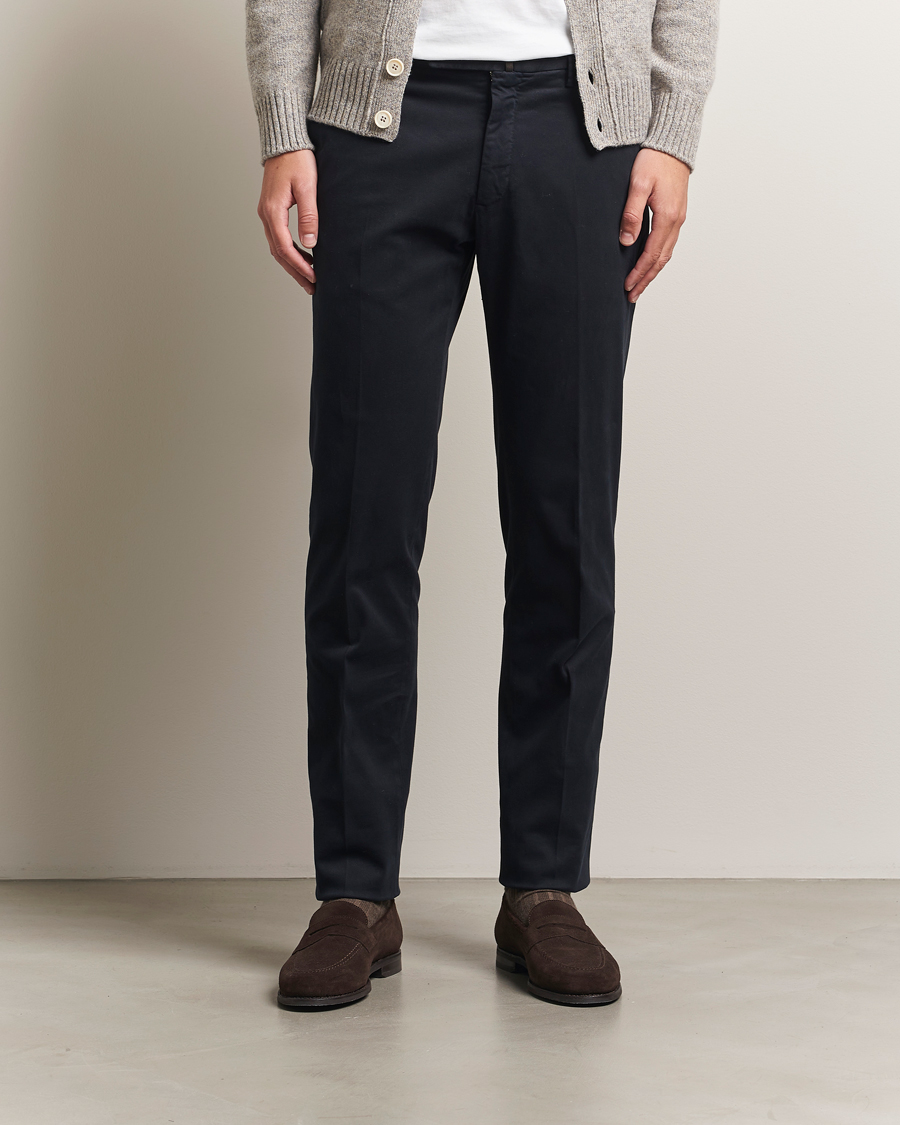 Men | Trousers | Incotex | Slim Fit Cotton Stretch Chinos Navy