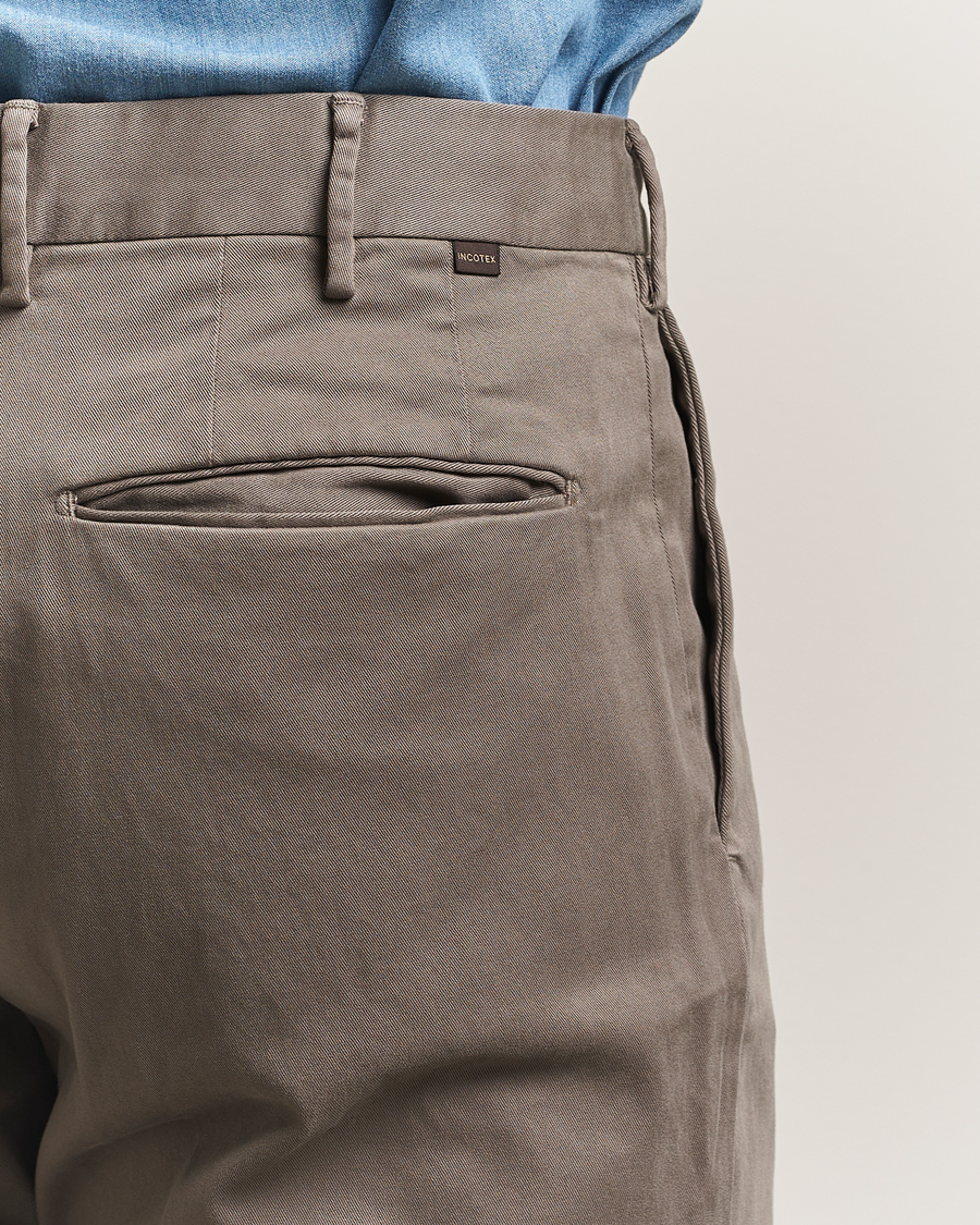 Men | Trousers | Incotex | Slim Fit Cotton Stretch Chinos Grey