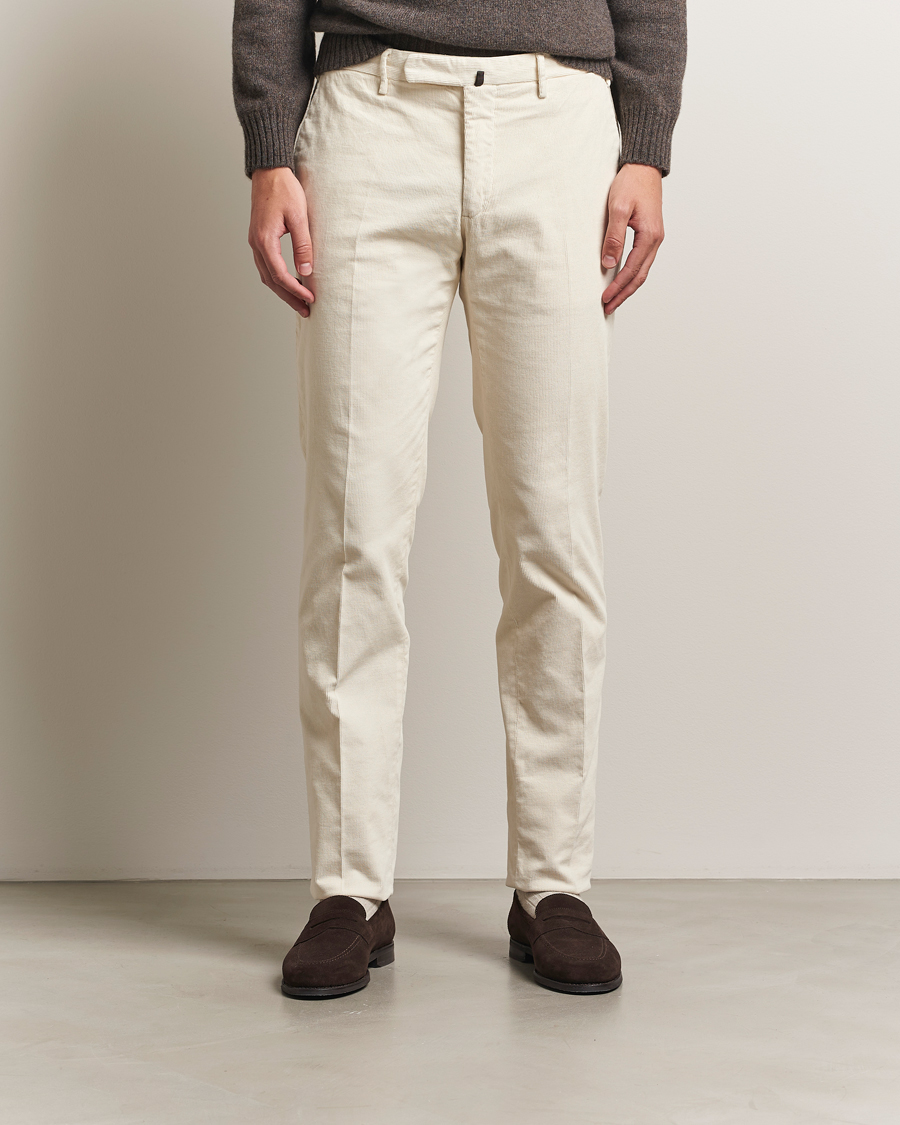 Men | Trousers | Incotex | Slim Fit Baby Corduroy Trousers Off White